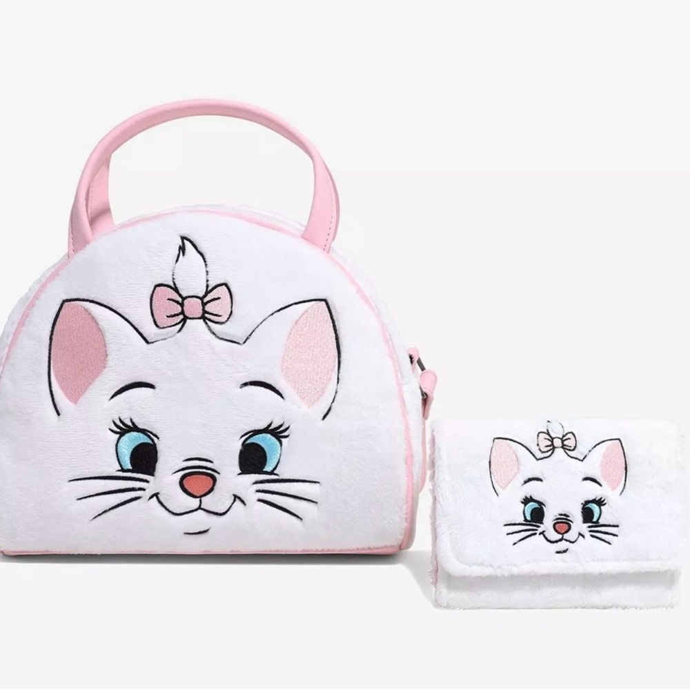 Loungefly Disney The Aristocats Marie Fuzzy Crossbody Handbag & wallet set NWT